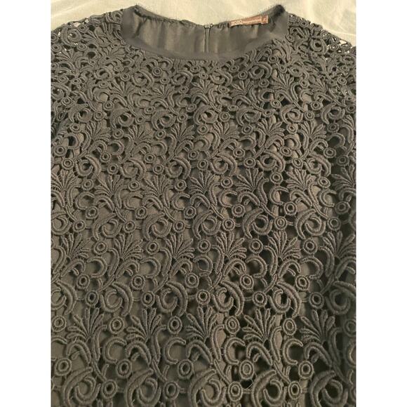 Bo.Bo BorgeoiseBoheme Black Applique Overlay Short Sleeve Dress SZ Small - Picture 8 of 9